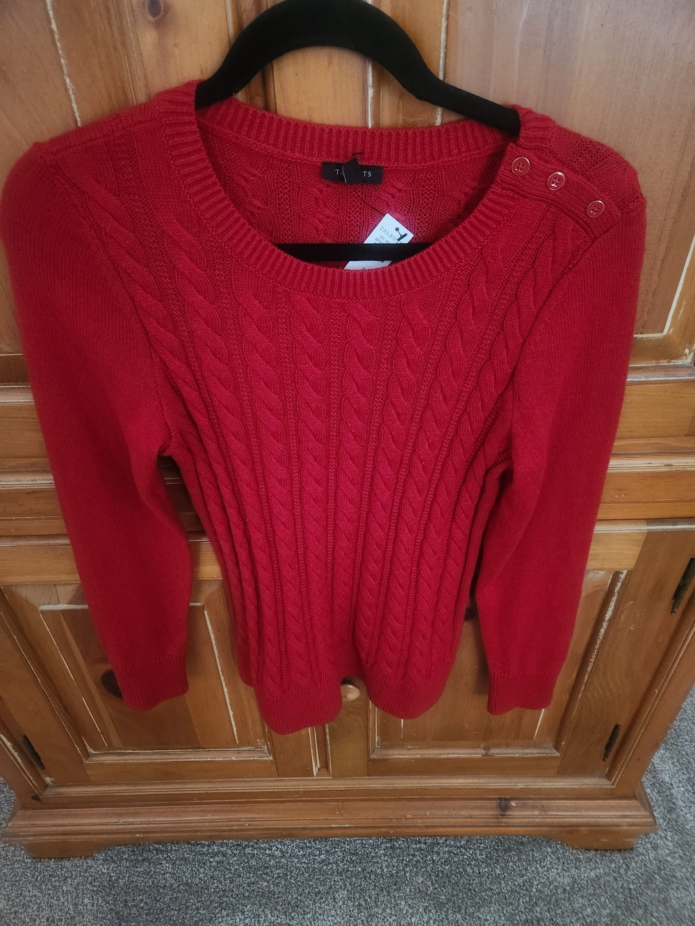 Talbots Red Cable-Knit Crewneck Sweater